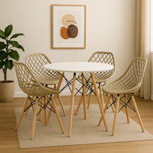 Conjunto Mesa Eames 90cm + 4 Cadeiras Kaila – Design Escandinavo